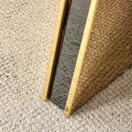 Black Marble-Patterned Slab Dining Table with Golden Stainless Steel