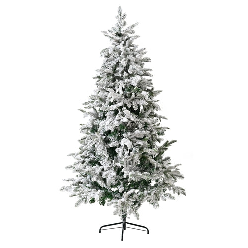 Unlit 7FT Snowy PE PVC Mixed Christmas Tree with Full Branch Tips in