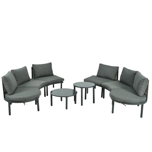 8-Piece Patio Sofa Furniture Set, Half Moon Outdoor Sectional Sofa