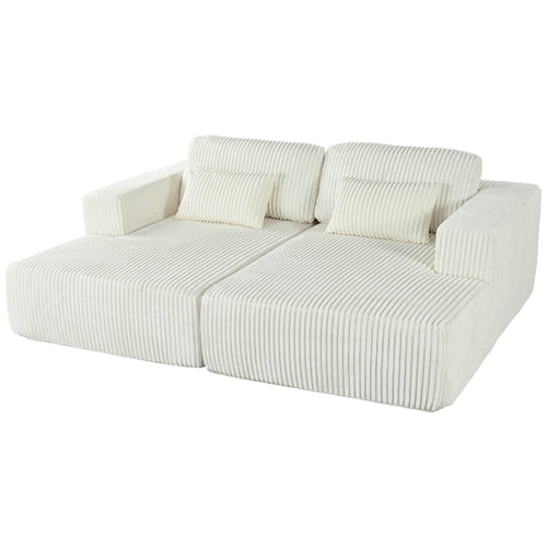 Corduroy Double Sofa Bed with 2 Pillows, Perfect for Living Rooms,