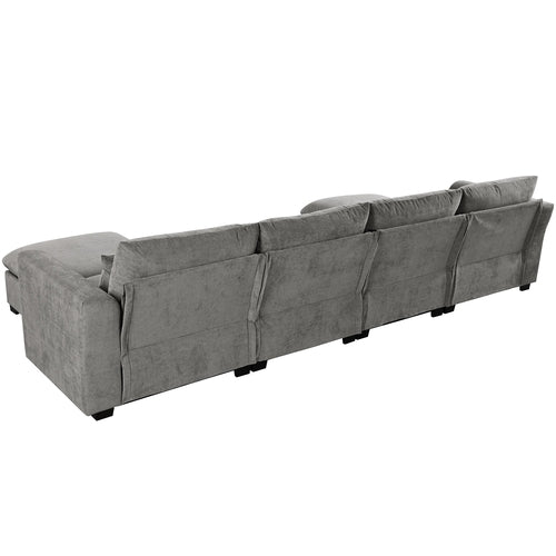 U-shaped Freely Transformable Modular Corner Sofa with Two Ottomans,